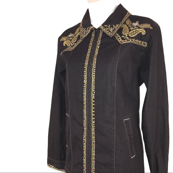 Victor Costa Embroidered Denim Jacket - Picture 3 of 13